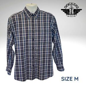 Dockers Men’s Shirt M – Long Sleeve Plaid Button Down – 100% Cotton